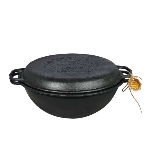 Čuguna kazans WOK 12L ar pannas vāku