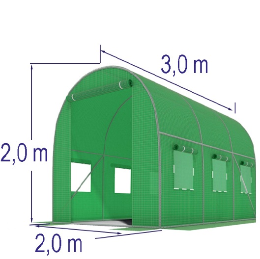 Plēves siltumnīca ar logiem 2x3x2m