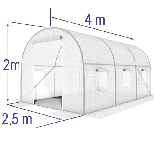 Plēves siltumnīca balta ar logiem 2,5x4x2m