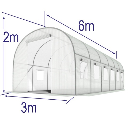 Plēves siltumnīca balta ar logiem 3x6x2m