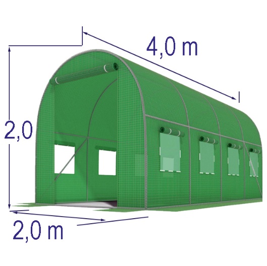 Plēves siltumnīca zaļa ar logiem 2x4x2m