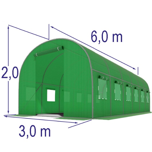 Plēves siltumnīca zaļa ar logiem 3x6x2m